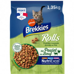 BREKKIES - Rolls au Buf au Poulet et aux Légumes Croquettes pour chat Adulte - sac de 1,35 kg Sonico.fr