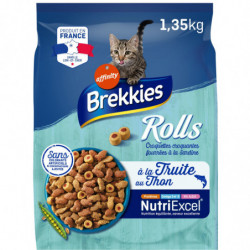 BREKKIES - Rolls à la Truite au Thon et aux Légumes Croquettes pour chat Adulte - sac de 1,35 kg Sonico.fr