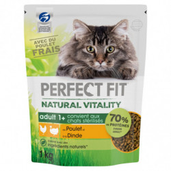 PERFECT FIT - Natural Vitality au Poulet et à la Dinde Croquettes chat Stérilisé - sac de 1 kg Sonico.fr