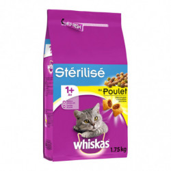 WHISKAS - Croquettes pour chat Adulte Stérilisé au Poulet - sac de 1,75 kg Sonico.fr