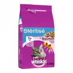 WHISKAS - Croquettes pour chat Adulte Stérilisé au Saumon - sac de 1,75 kg Sonico.fr