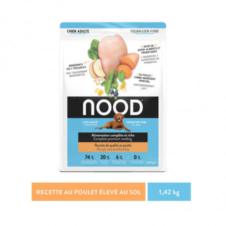 NOOD - Croquettes pour chien Adulte au Poulet - sac de 1,42 kg Sonico.fr