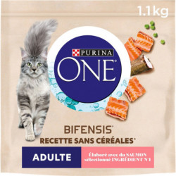 PURINA ONE - Croquettes pour chat au Saumon Sans Céréales - sac de 1,1 kg Sonico.fr