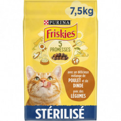 FRISKIES - Croquettes pour chat Stérilisé au Poulet et à la Dinde - sac de 7,5 kg Sonico.fr