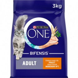 PURINA ONE - Croquettes pour chat Adulte au Poulet - sac de 3 kg Sonico.fr
