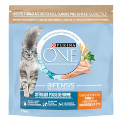 PURINA ONE - Croquettes pour chat Stérilisé Poids de Forme au Poulet - sac de 1,5 kg Sonico.fr