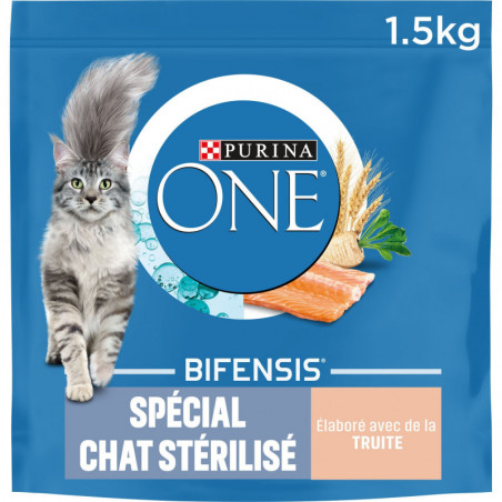 PURINA ONE - Croquettes pour chat Stérilisé à la Truite - sac de 1,5 kg Sonico.fr