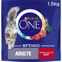 PURINA ONE - Croquettes pour chat Adulte au Buf - sac de 1,5 kg Sonico.fr