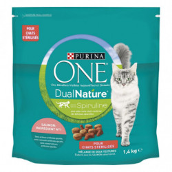 PURINA ONE - DualNature Croquettes pour chat Stérilisé au Saumon - sac de 1,4 kg Sonico.fr
