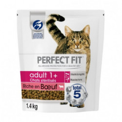 PERFECT FIT - Croquette au Buf pour Chat Adulte Stérilisé - sac de 1,4 kg Sonico.fr