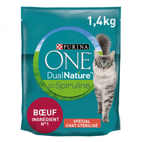PURINA ONE - DualNature Croquettes pour chat Stérilisé au Buf - sac de 1,4 kg Sonico.fr