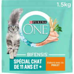 PURINA ONE - Croquettes pour chat Senior 11 ans et + au Poulet - sac de 1,5 kg Sonico.fr