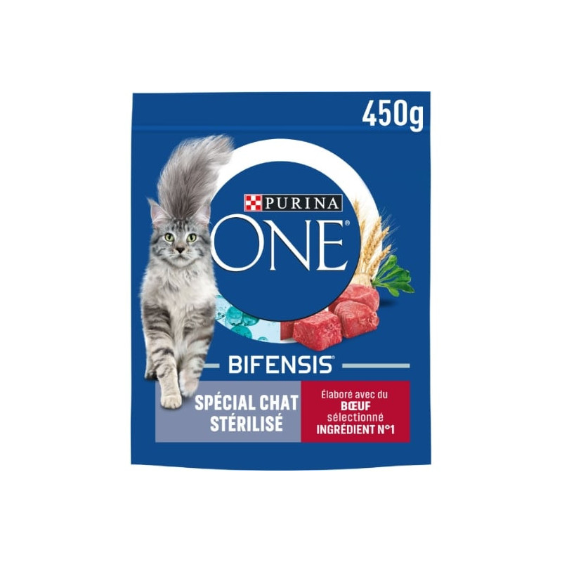 PURINA ONE - Croquettes pour chat Stérilisé au Buf - sac de 450 g Sonico.fr