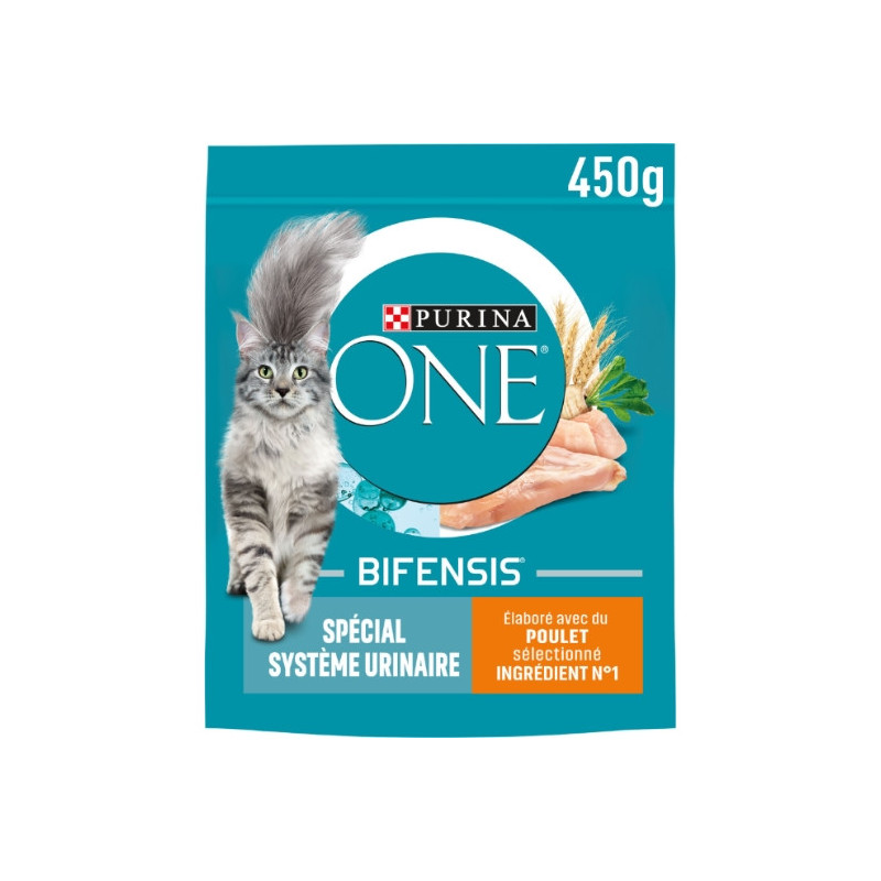 PURINA ONE - Croquettes pour chat Spécial Système Urinaire au Poulet - sac de 450 g Sonico.fr