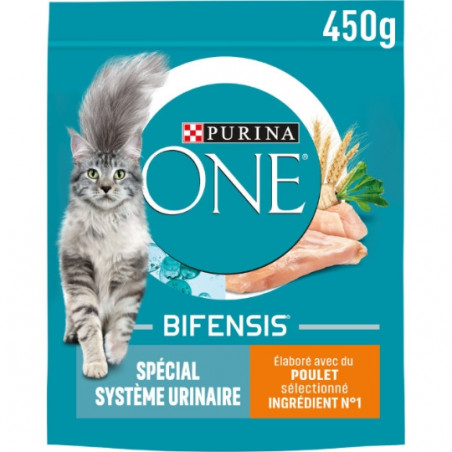 PURINA ONE - Croquettes pour chat Spécial Système Urinaire au Poulet - sac de 450 g Sonico.fr