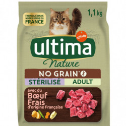 ULTIMA - Croquettes No Grain Chat Sterilisé Adult Buf Sans Céréales - sac de 1,1 kg Sonico.fr