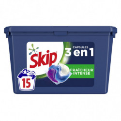 SKIP - Lessive Capsule Fraîcheur Intense 3En1 - boîte de 15 capsules Sonico.fr