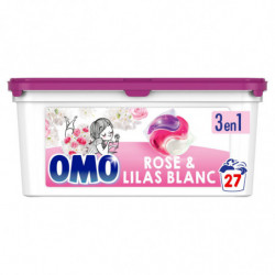 OMO - Lessive Capsule 3en1 Plaisir Rose et Lilas Blanc - boîte de 27 capsules Sonico.fr