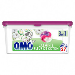 OMO - Lessive Capsule 3en1 Jasmin et Fleur de Coton - boîte de 27 capsules Sonico.fr