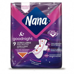 NANA - Ultra Extra Large Goodnight avec ailettes - 9 serviettes hygiéniques Sonico.fr