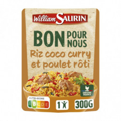 WILLIAM SAURIN - Bon Pour Nous Plat Cuisiné Riz Coco Curry Poulet Rôti - Sachet De 300 g Sonico.fr
