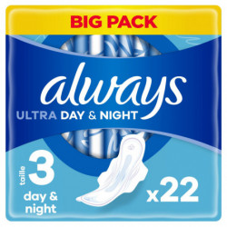 ALWAYS -Ultra Day and Night Avec Ailettes Taille 3 - paquet de 22 serviettes hygiéniques Sonico.fr