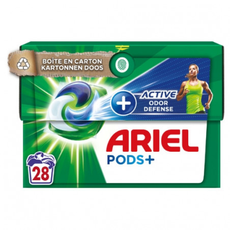 ARIEL - Lessive Capsule Active Odor Defense Tout-En-1 - boite de 28 capsules Sonico.fr