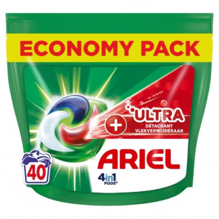 ARIEL - Lessive Capsule Ultra Détachant 4en1 Pods - boîte de 40 capsules Sonico.fr