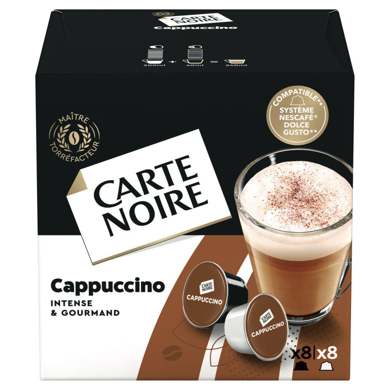 CARTE NOIRE - Cappuccino Café dosettes Compatibles Dolce Gusto - boite de 16 capsules Sonico.fr