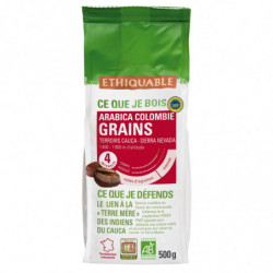 ETHIQUABLE - Pur Arabica Colombie Café en grains Bio - paquet de 500 g Sonico.fr