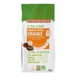 ETHIQUABLE - Pur Arabica Pérou Café en grains Bio - paquet de 1 kg Sonico.fr