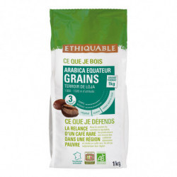 ETHIQUABLE - Pur Arabica Equateur Café en grains Bio - paquet de 1 kg Sonico.fr
