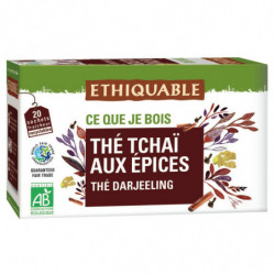 ETHIQUABLE - Thé noir Tchai aux Epices Darjeeling Bio - boite de 20 sachets Sonico.fr