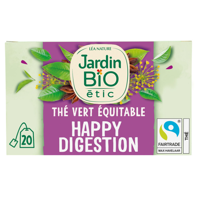 JARDIN BIO ETIC - Thé vert Happy Digestion Bio - boîte de 20 sachets Sonico.fr