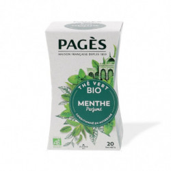PAGES - Thé vert Menthe Bio - boite de 20 sachets Sonico.fr