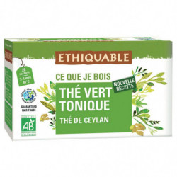 ETHIQUABLE - Thé vert Tonique de Ceylan Bio - boite de 20 sachets Sonico.fr