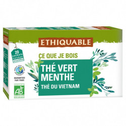 ETHIQUABLE - Thé vert Menthe Vietnam Bio - boite de 20 sachets Sonico.fr
