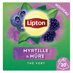 LIPTON  - Thé vert Myrtille et Mure - boite de 20 sachets Sonico.fr