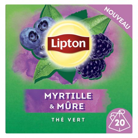 LIPTON  - Thé vert Myrtille et Mure - boite de 20 sachets Sonico.fr