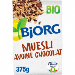 BJORG - Muesli bio à l'avoine et au chocolat - paquet de 375 g Sonico.fr