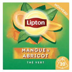 LIPTON  - Thé vert Mangue et Abricot - boite de 20 sachets Sonico.fr
