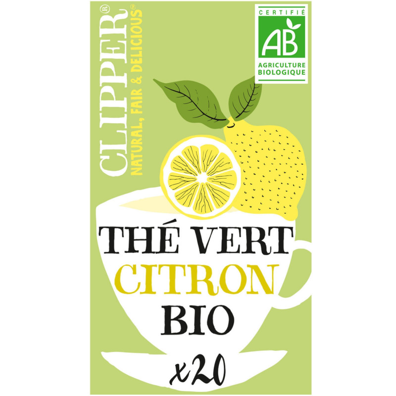 CLIPPER - Thé vert Bio Citron - boite de 20 sachets - 35 g Sonico.fr