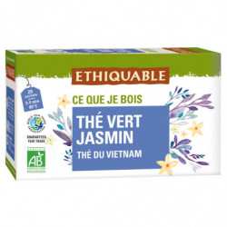 ETHIQUABLE - Thé vert Jasmin Vietnam Bio - boite de 20 sachets Sonico.fr
