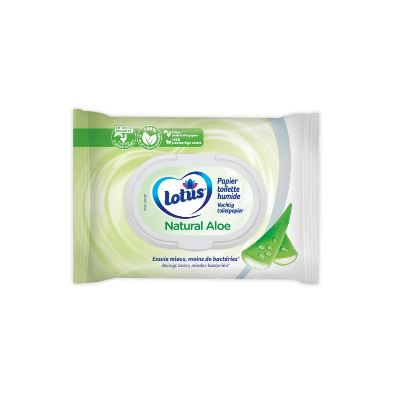 LOTUS - Papier toilette humide en lingettes Aloé Vera - paquet de 42 lingettes  Sonico.fr
