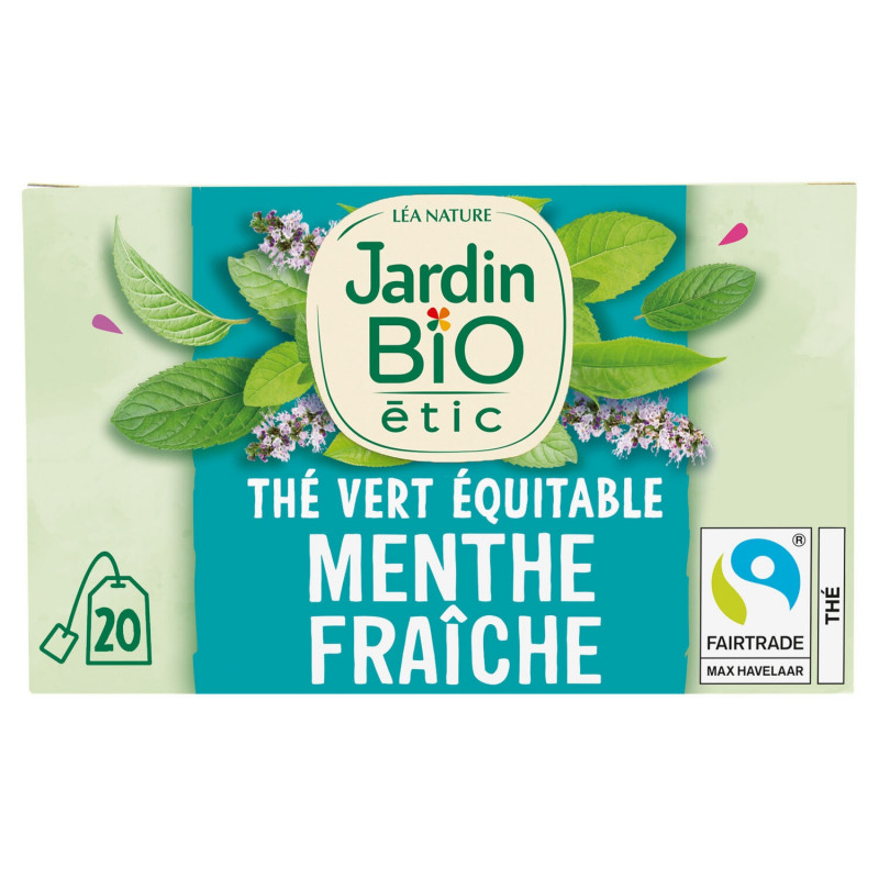 JARDIN BIO ETIC - Thé vert Menthe Fraiche Bio - boîte de 20 sachets Sonico.fr