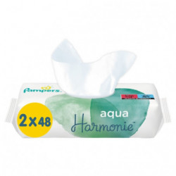 PAMPERS - Aqua Harmonie Lingettes pour bébé au coton bio - paquet de 2 x 48 lingettes Sonico.fr