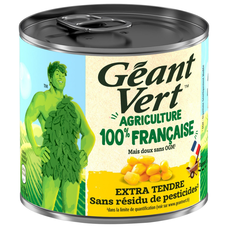 GEANT VERT - Maïs doux extra tendre sans résidu de pesticides - boite de 285 g net égoutté Sonico.fr