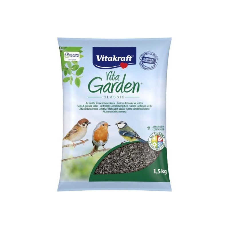 VITAKRAFT - Vita Garden Graines Tournesol pour oiseaux - sac de 1,5 kg Sonico.fr