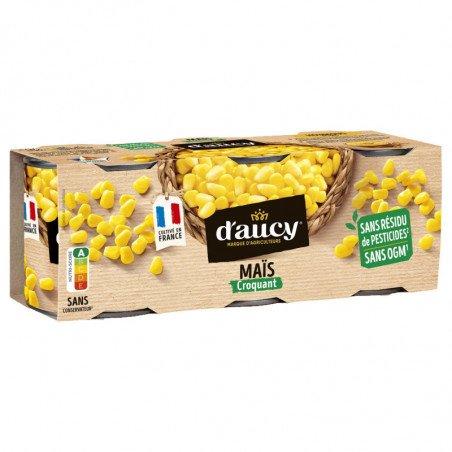 D'AUCY - Maïs Croquant sans résidu de presticides - pack de 3 boîtes de 140 g Sonico.fr