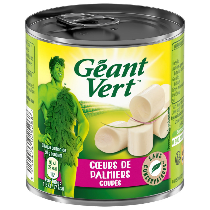 GEANT VERT - Cur de palmiers coupés - boite de 110 g net égoutté Sonico.fr